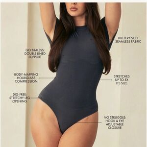 Pinsy Butter Sculpt® Tee Seamless Shapewear Bodysuit 3X Gray